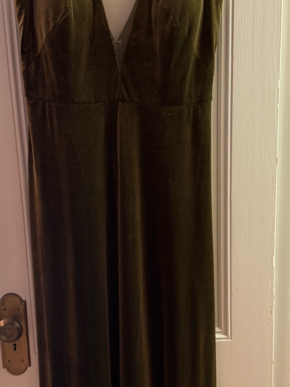 Jenny Yoo Olive Velvet V-Neck Logan Dress